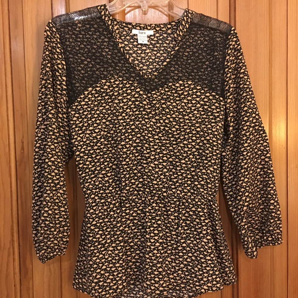 Bar III peplum patterned blouse